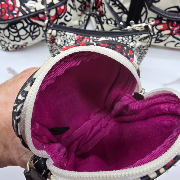 Coach Poppy Graffiti Daisy Kyra Black Red Tote Purse Wallet Wristlet Bag 7 Peice - Picture 13 of 16